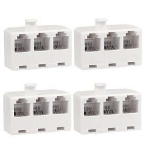 3 Way Telephone Splitter Wall Jack Adapter, White, 1 Male to 3 Converter Cable RJ11 6P4C Telephone Adapter TekShack