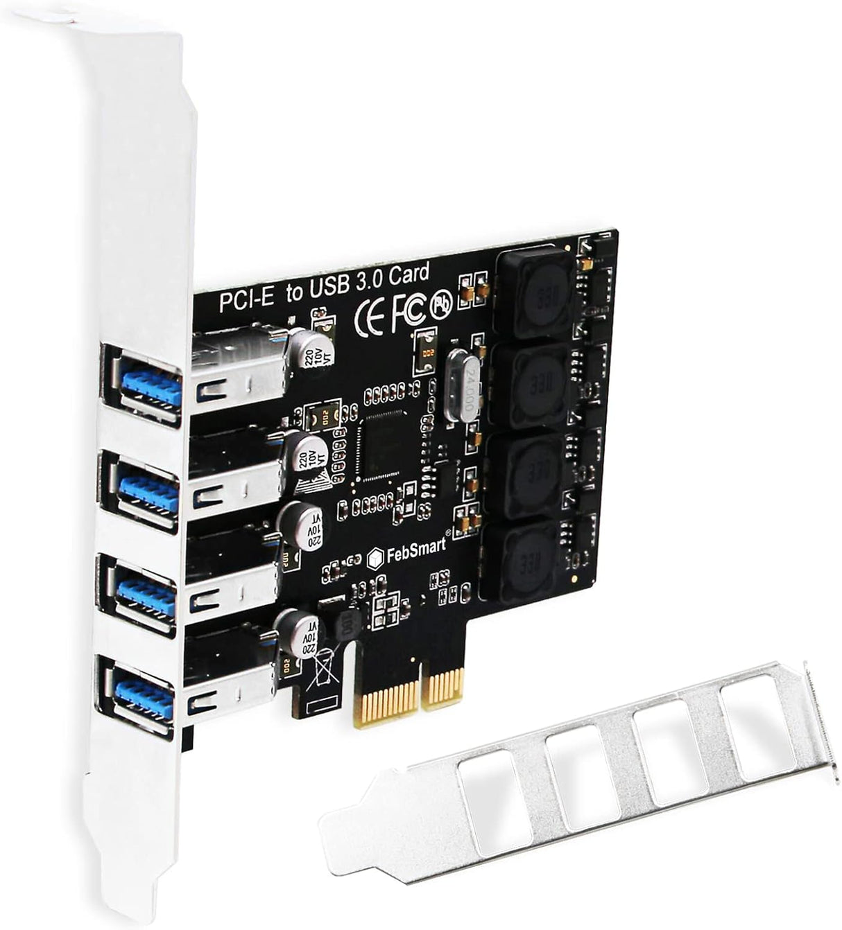 FebSmart PCIe 4-Port SuperSpeed USB 3.0 Expansion Card (FS-U4L-Pro) Black FebSmart