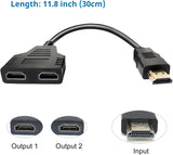 HDMI Splitter Adapter Cable - 1 in 2 Out HDMI Male to Dual HDMI Female TekShack