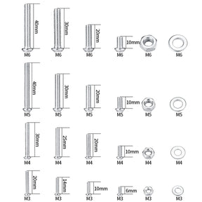Metric Bolt Assortment with Nuts and Flat Washers, M3/M4/M5/M6 Cross Slotted Round Head Machine Screws TekShack