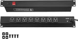 1U Rack PDU Power Strip – 8 Outlet, Surge Protected, 6ft Cord Vevor