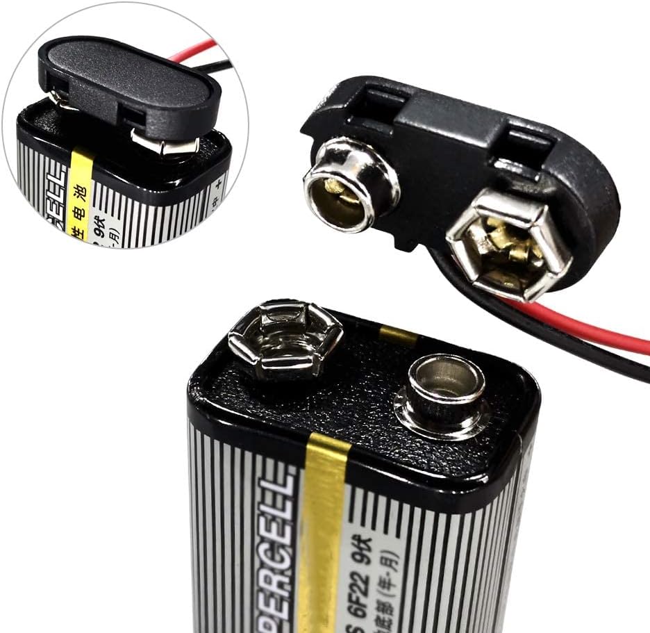 9V Battery Connector (5-Pack) – T-Type Hard Shell Buckle Clip Amazon