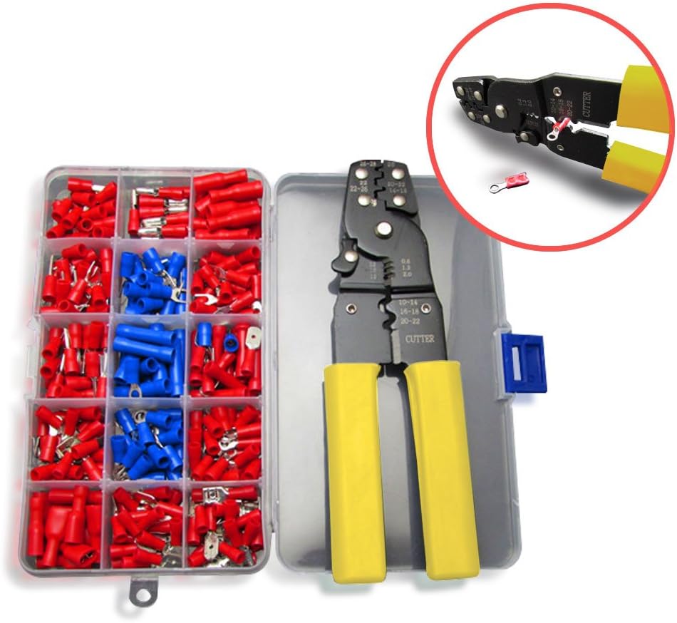 Crimper Pliers & Cable Wire Cutter Tool with 230 Terminal Connector Kit – 0.5~6.0mm² / AWG 23-10 TekShack