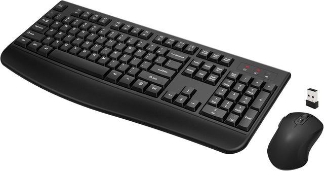 Wireless Keyboard & Mouse Combo Full-Size w/ Palm Rest Black #KBM-2400 Radio Shack
