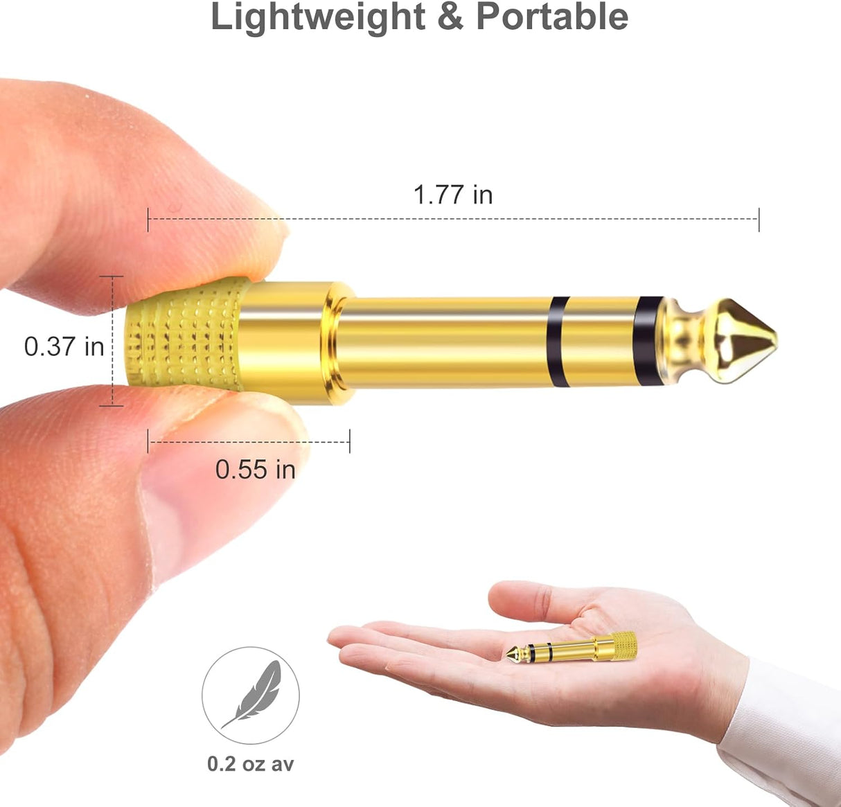 3.5mm to 1/4" Stereo Audio Adapter Gold Plated TekShack