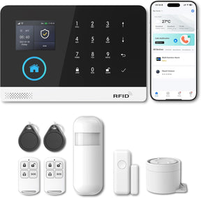 Smart Home Security Alarm System – 9-Piece Kit, WiFi/GSM, Alexa Compatible RFID