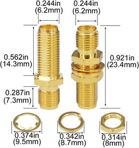 SMA Female to Female Bulkhead Coax Connector – 1-Pack TekShack