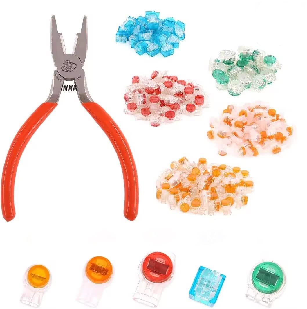 200pc Assorted Telephone Wire Connectors w/ Crimp Tool Kit IDC
