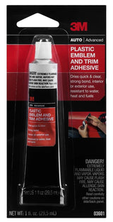 3M Plastic Emblem and Trim Adhesive for Auto Clear 03601 3 Each