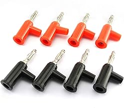 Stackable Solderless Banana Plugs 4MM  (1pc red+ 1pc black) TekShack