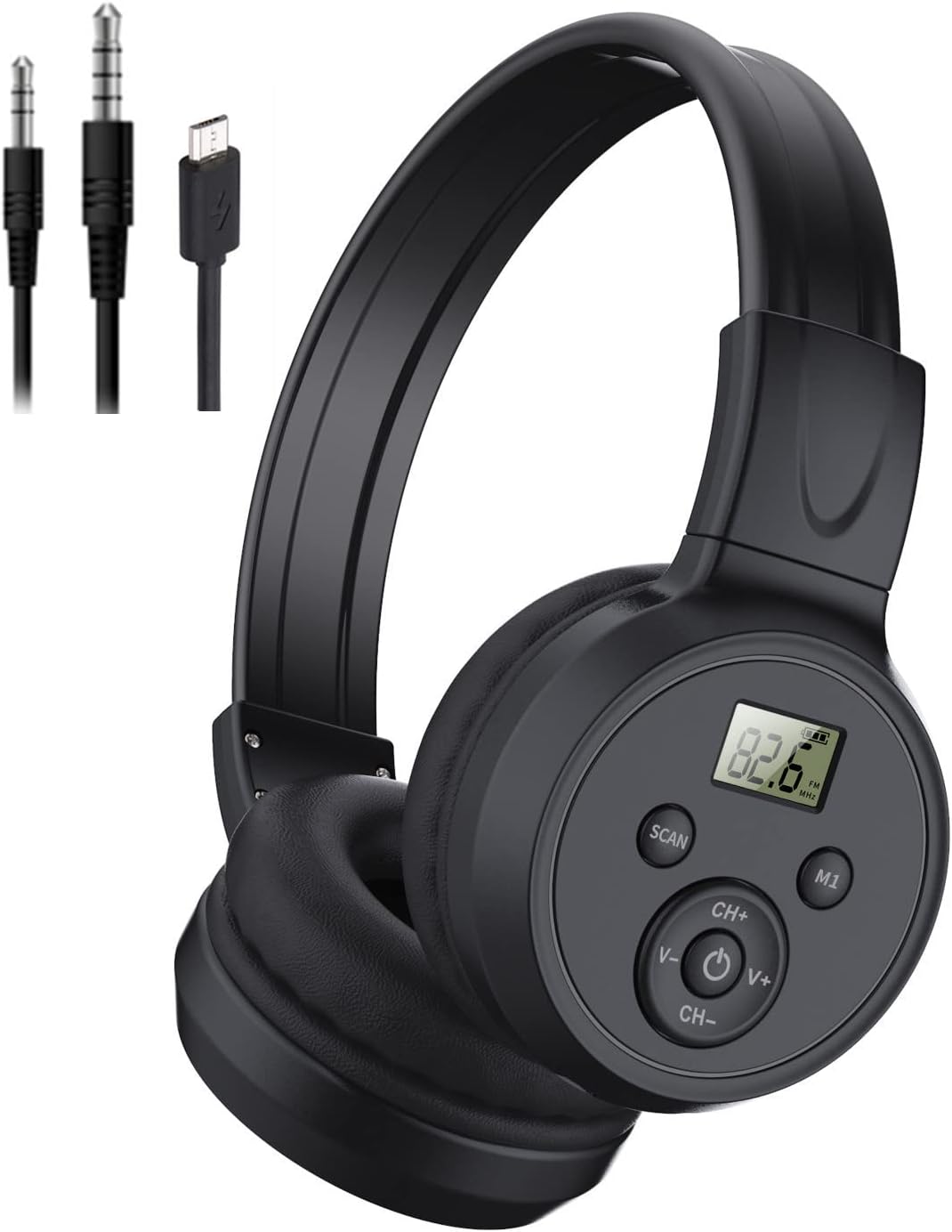 Rechargeable Portable FM Radio Headphones – Wireless Headset with Ear Muffs & Built-In FM Receiver TekShack
