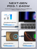 USB-C to USB-C Fast Charging Cable – 6.6ft 240W TekShack