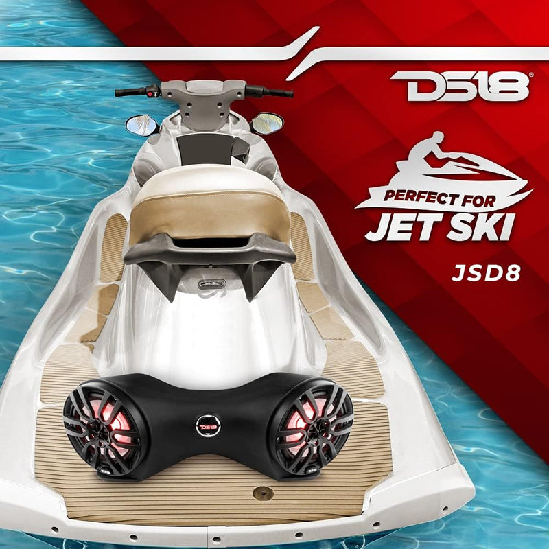 Extreme Sound System for Jet Skis - Loaded with 2 x 8" Coaxial Marine Speakers with RGB LED Lights