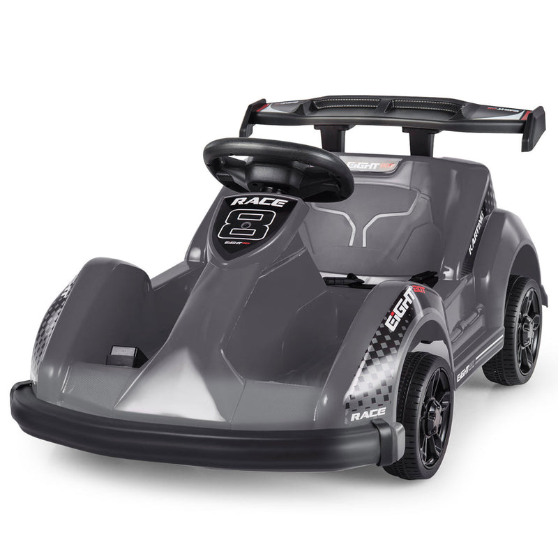 Electric Go Kart for Kids with Bumper, Music, and 4 Wheels - 6V Battery Powered Ride-On Racer