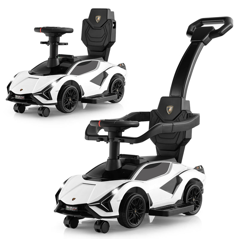 Licensed Lamborghini 3-in-1 Push Car with USB Port for Toddlers: Ride On, Walk, and Stroll in Style!
