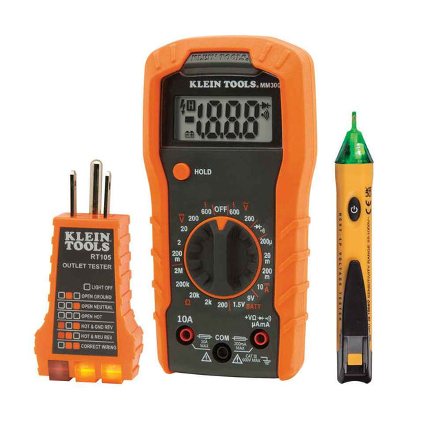 Test Kit with Multimeter, Non-Contact Volt Tester, Receptacle Tester TekShack