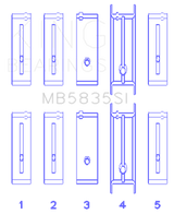King Engine Bearings Chevrolet 121Ci/Ln2 134Ci +.002 (Size +0.50mm) Main Bearing Set