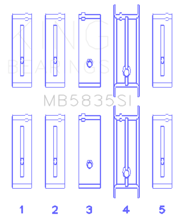 King Engine Bearings ChevrolET 121Ci/Ln2 134Ci +.002 (Size +0.25mm) Main Bearing Set