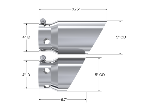 Ensemble de couvercles à 5 embouts MBRP 2008 Ford F250/350/450 6,4 L 4 entrées - 6 et 9 pouces de longueur