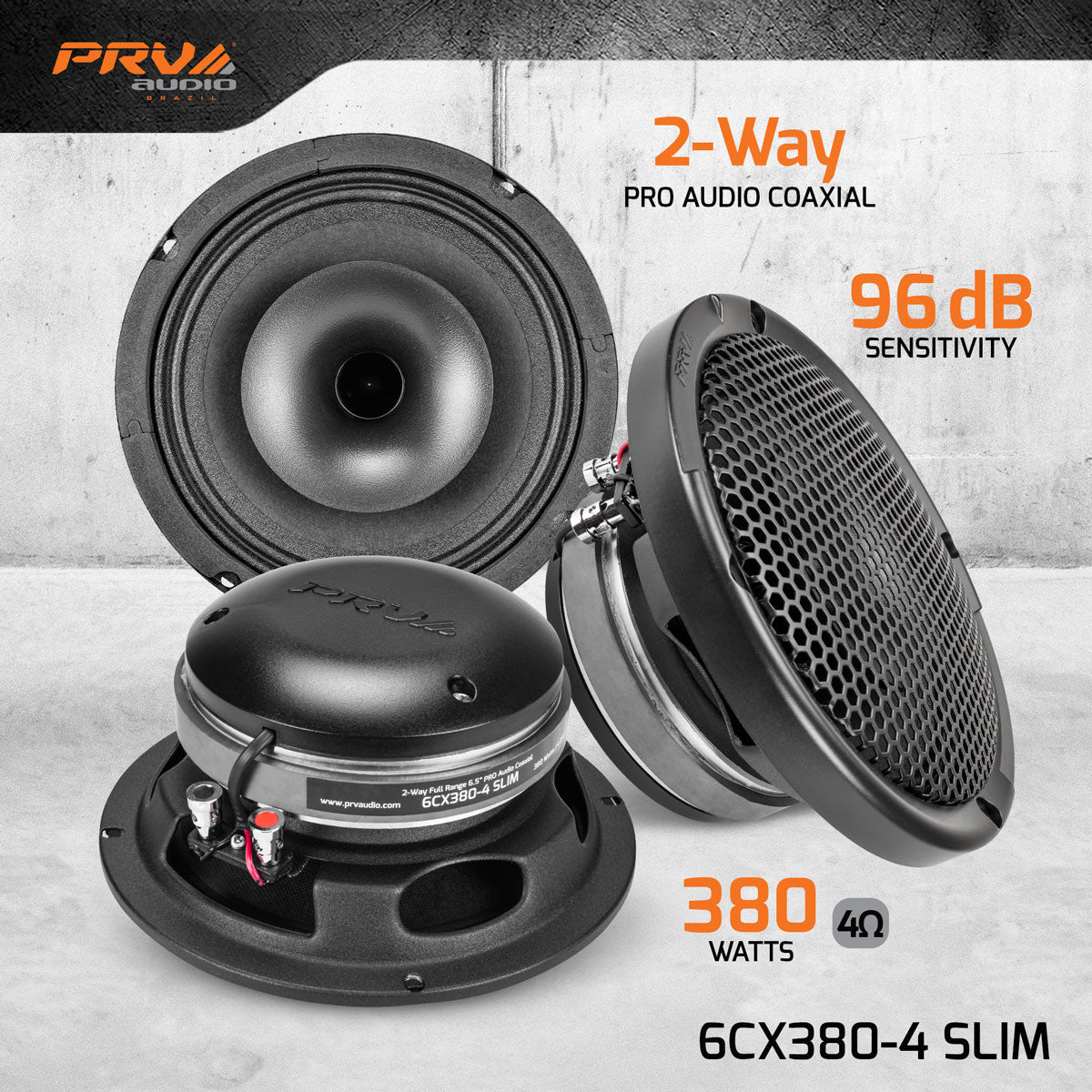 PRV Audio 6CX380-4 SLIM | 6.5" 380W RMS Coaxial Speaker (Single) PRV Audio