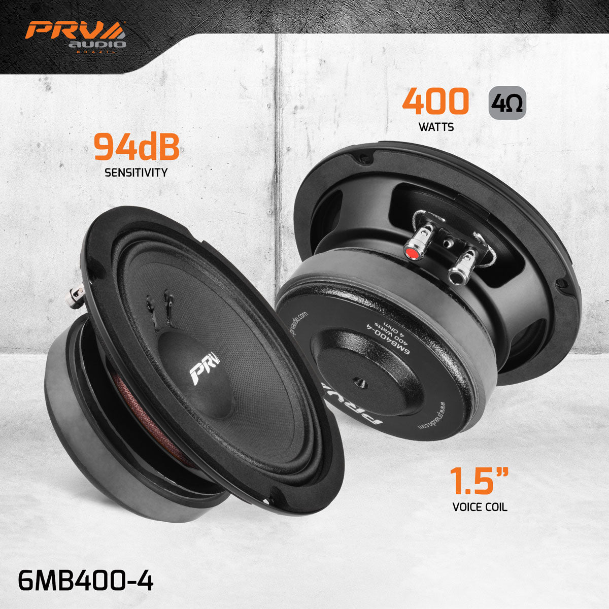 PRV Audio 6MB400-4 6.5-Inch Midbass Loudspeaker 4 Ohm 400 Watts