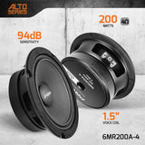 PRV Audio 6MR200A-4 6.5 Inch Midrange Speaker 200 Watts 4 Ohm