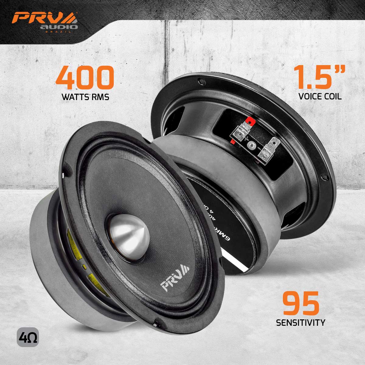 PRV Audio 6MR400-4 Bullet Midrange Speaker 6.5in 400W 4 Ohm
