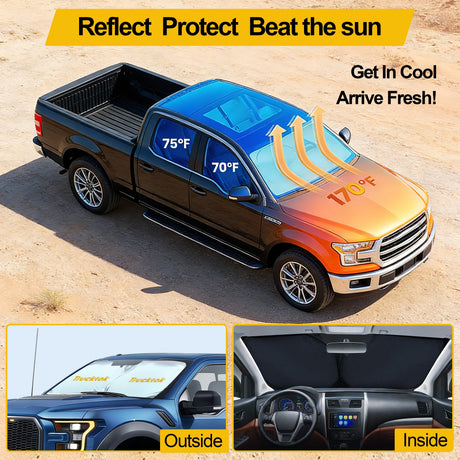 Trucktok Specially Customized  Universal Windshield Sunshade Summer Interior Cooler Auto Sun Protector TruckTok