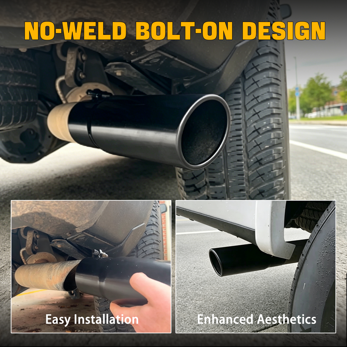 Trucktok 3" Inlet 5" Outlet 12" Overall Length Bolt On Exhaust Tailpipe Tip Black TruckTok