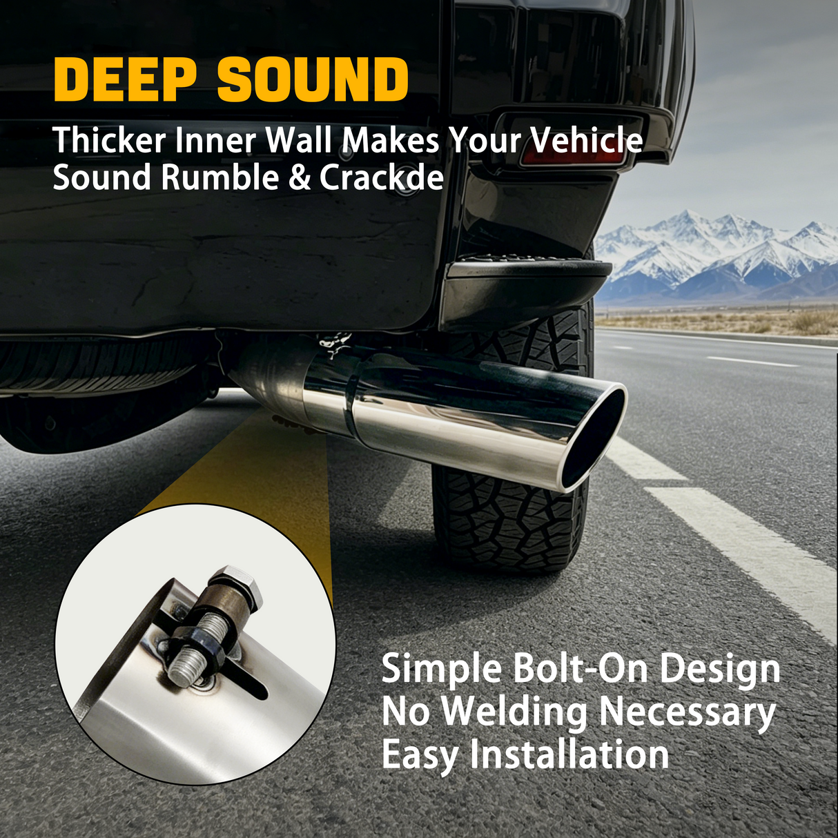 Trucktok 3" Inlet 5" Outlet 12" Overall Length Stainless Steel Bolt On Exhaust Tailpipe Tip TruckTok