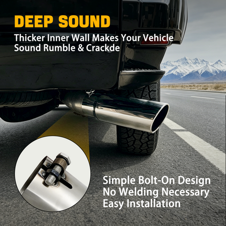 Trucktok 3" Inlet 5" Outlet 12" Overall Length Stainless Steel Bolt On Exhaust Tailpipe Tip TruckTok