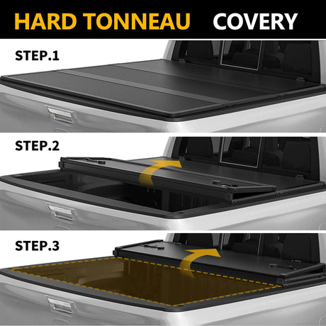 Trucktok 2003-2024 Dodge Ram 1500 2500 3500 6.4FT Hard Tri-Fold Tonneau Cover Truck Bed TruckTok
