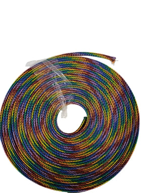 25 FT 3/8" RAINBOW WITH BLACK STRIPE PET EXPANDO SLEEVING BRAID AC/DC WIRE AND SUPPLY