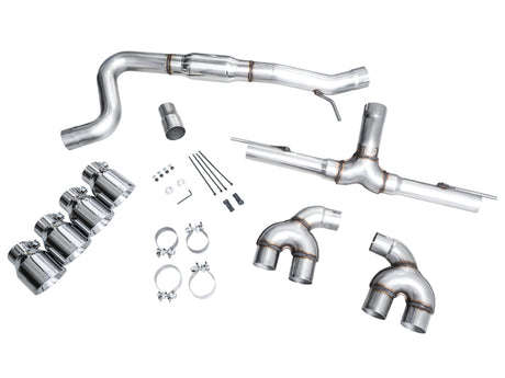 Échappement quadruple AWE MK8 pour Volkswagen Golf R 3 pouces Track Edition - Embouts chromés argentés