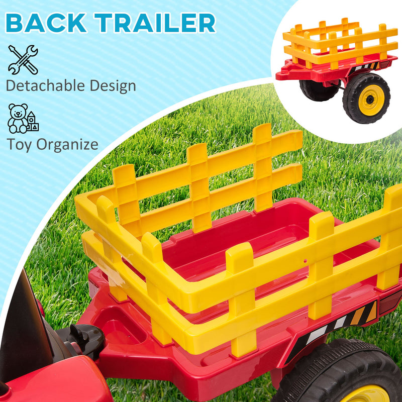 12V Electric Tractor with Trailer and Dual Motors for Kids