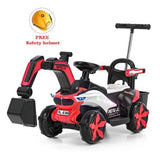 6V Battery Powered Electric Excavator Ride-On Toy Car for Kids with Helmet