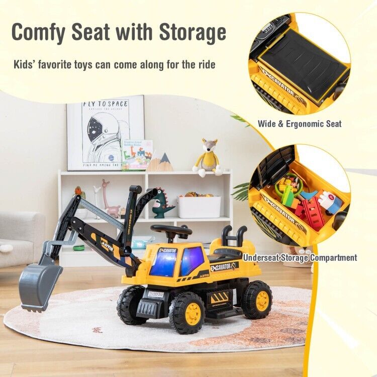 6V Battery Powered Kids Bulldozer with Front Digger Shovel - Brand New