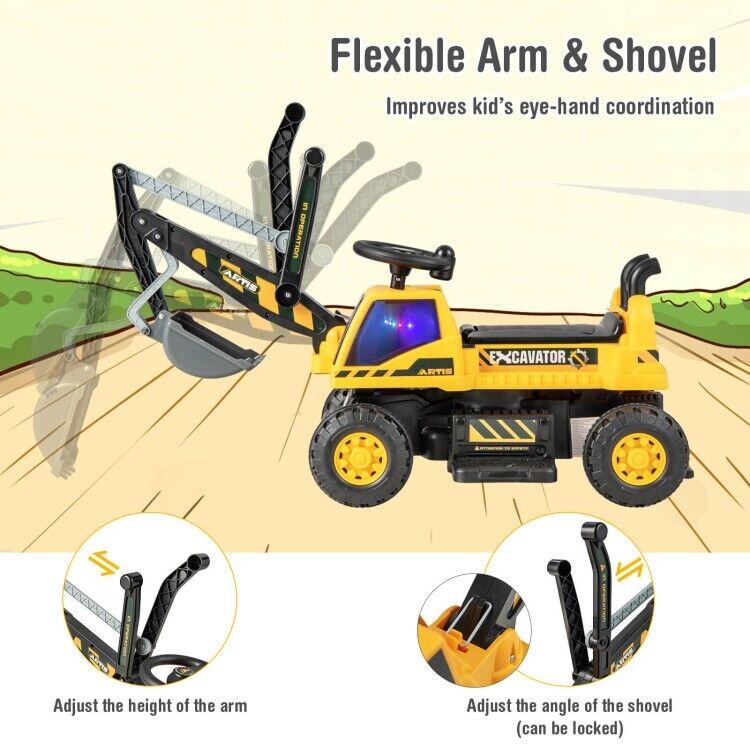 6V Battery Powered Kids Bulldozer with Front Digger Shovel - Brand New