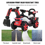 6V Battery-Powered Kids Excavator Tractor with LED Headlight, Helmet, and Rear Box