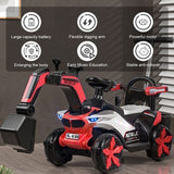 6V Battery-Powered Kids Excavator Tractor with LED Headlight, Helmet, and Rear Box