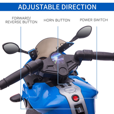 6V Battery Powered Ride-On Motorcycle for Kids with Training Wheels and Headlight