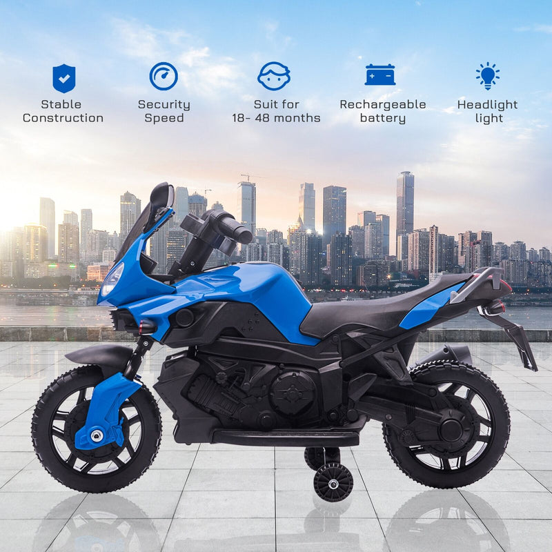 6V Battery Powered Ride-On Motorcycle for Kids with Training Wheels and Headlight