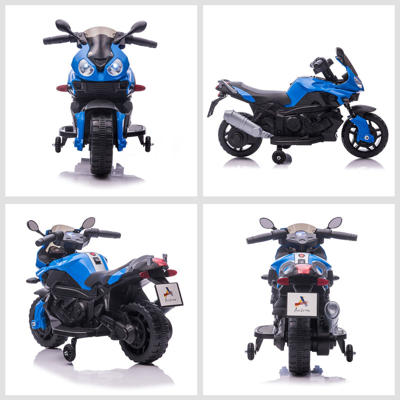 6V Battery Powered Ride-On Motorcycle for Kids with Training Wheels and Headlight