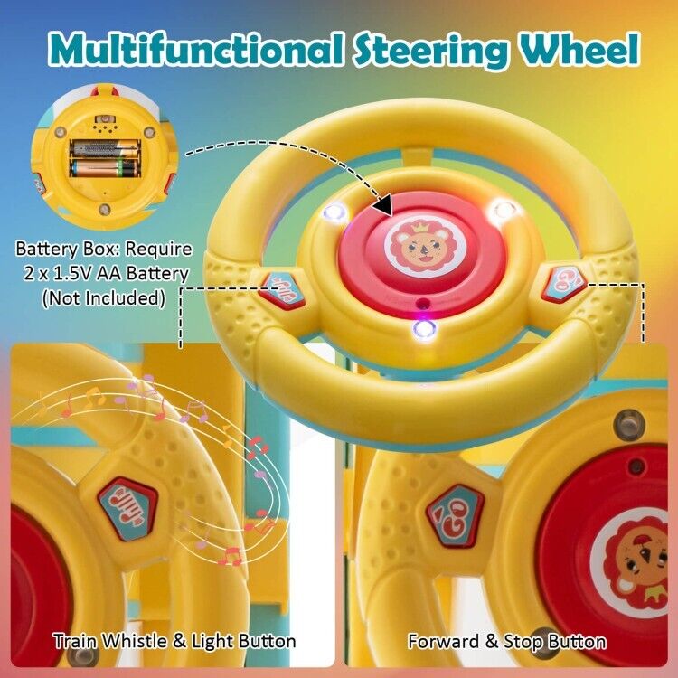 6V Blue Electric Kids Ride On Train with Track and 6 Wheels