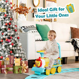 6V Blue Electric Kids Ride On Train with Track and 6 Wheels