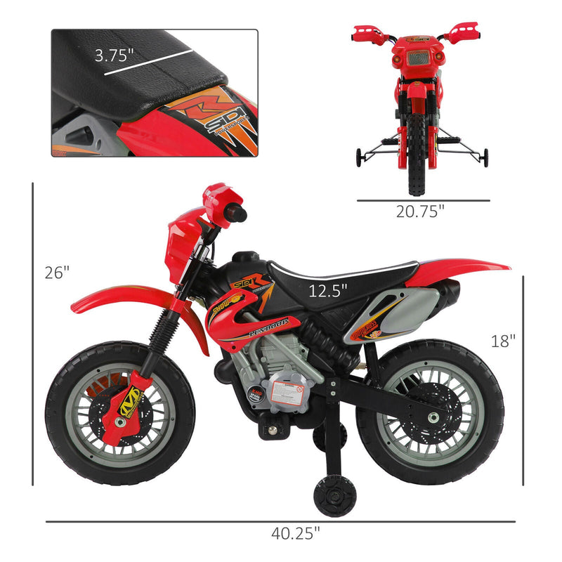 6V Electric Dirt Bike Battery Motorcycle Toy for Kids with Training Wheels