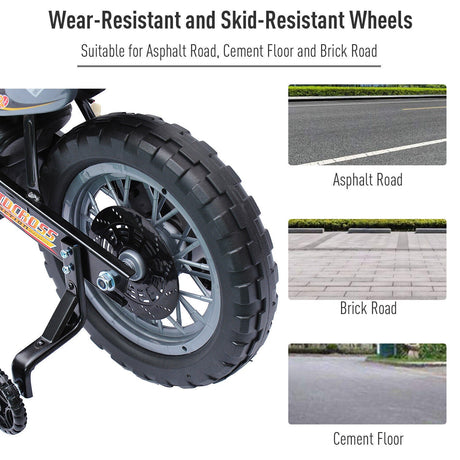 6V Electric Dirt Bike Battery Motorcycle Toy for Kids with Training Wheels