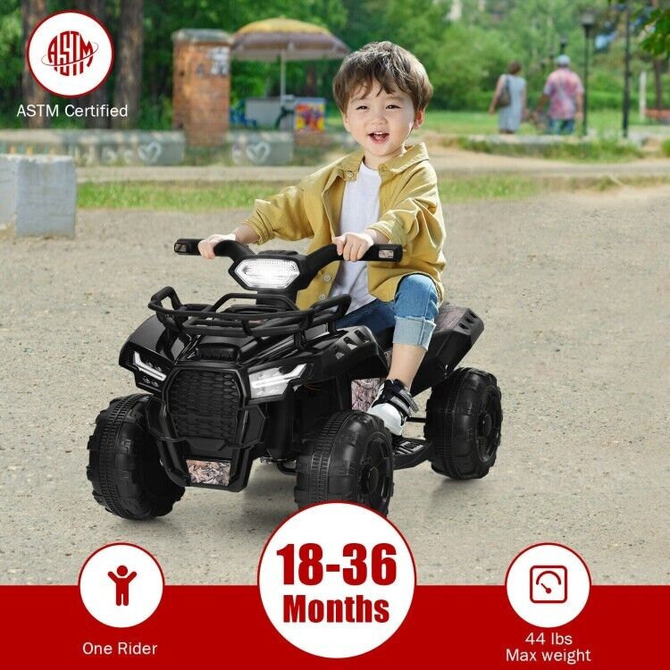 6V Electric Kids ATV Quad Ride On Car with LED Lights, MP3 Player, and Realistic Design - Perfect Gift for Toddlers
