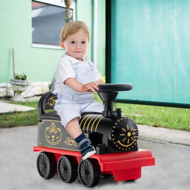 6V Electric Kids Ride On Train with Track & 6 Wheels - Black