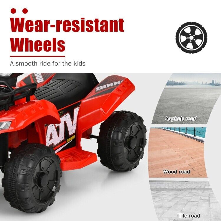 6V Kids ATV Quad Electric Ride On Car with LED Light & MP3 Player - Perfect Gift for Toddlers